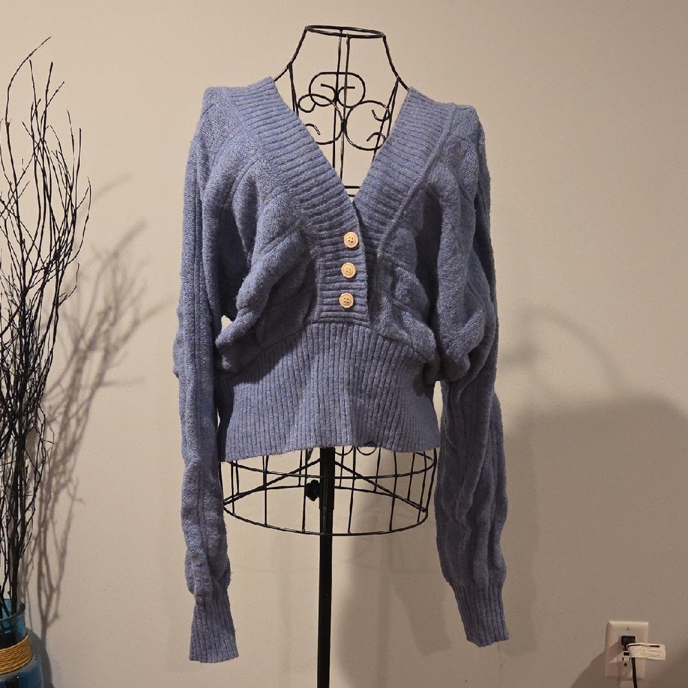 Lumiere Cozy Blue V-Neck Sweater